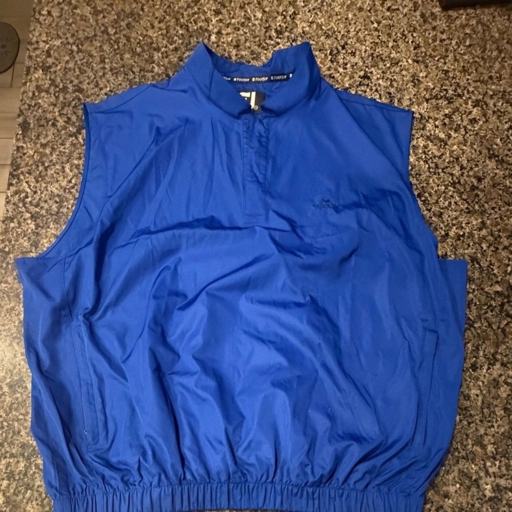 FootJoy Mens Golf Vest XL Royal Blue Quarter Zip Windbreaker Sleeveless Jacket